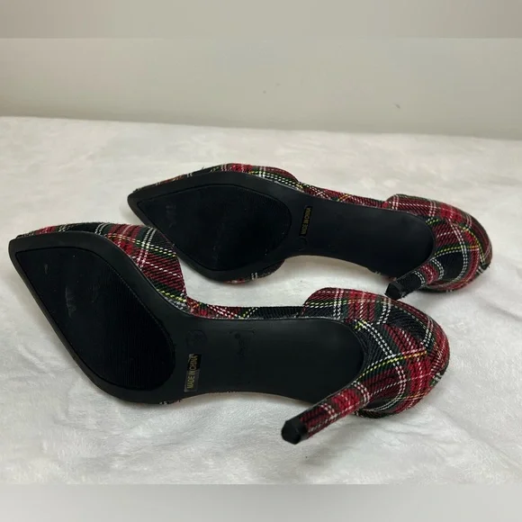 Anne Michelle Red Tartan Plaid Heels with Pointed Toe Size 7 - Picture 7 of 10